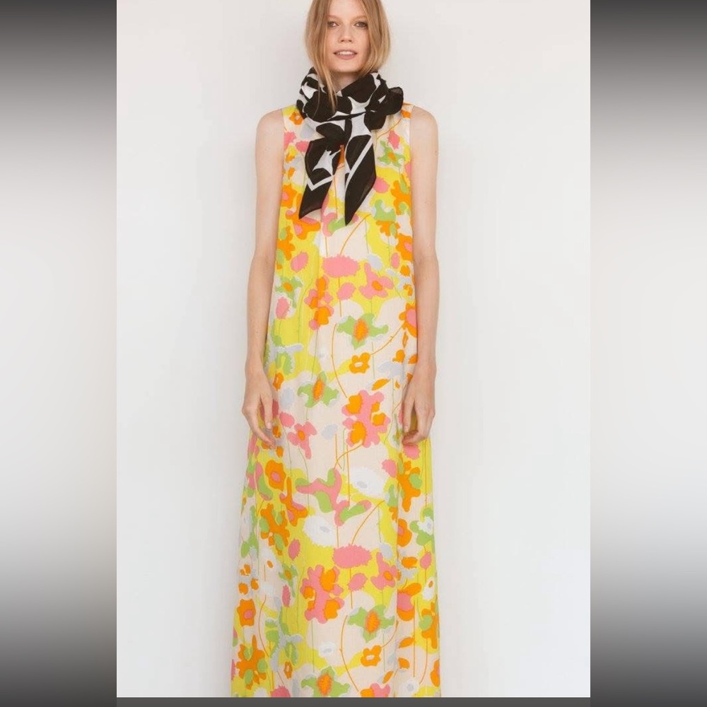 Marimekko Floral Maxi Dress - Yellow, Pink, Orange